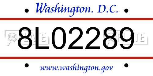 8L02289 District Of Columbia License Plate