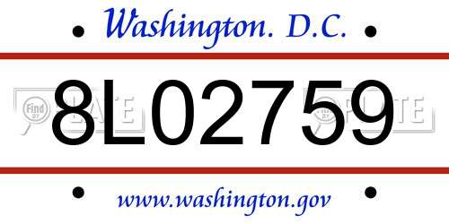 8L02759 District Of Columbia License Plate