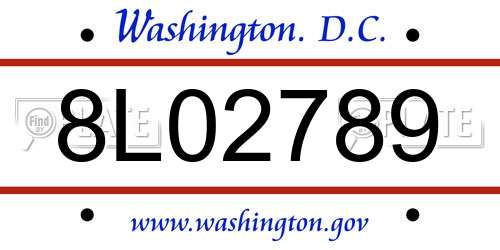 8L02789 District Of Columbia License Plate