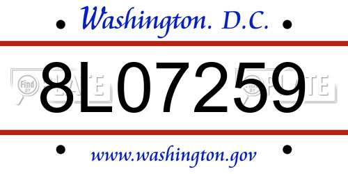 8L07259 District Of Columbia License Plate