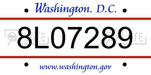 8L07289 District Of Columbia License Plate