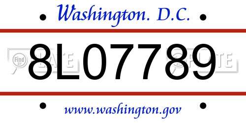 8L07789 District Of Columbia License Plate