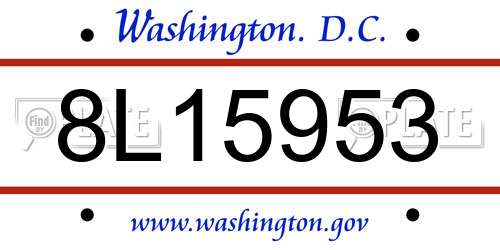 8L15953 District Of Columbia License Plate