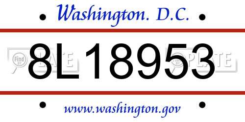 8L18953 District Of Columbia License Plate