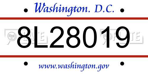 8L28019 District Of Columbia License Plate