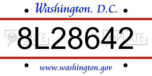 8L28642 District Of Columbia License Plate