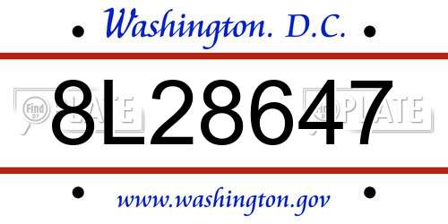 8L28647 District Of Columbia License Plate