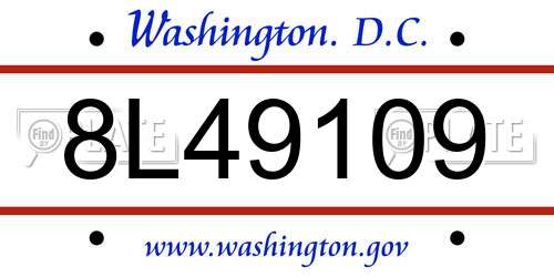 8L49109 District Of Columbia License Plate