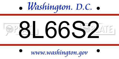 8L66S2 District Of Columbia License Plate