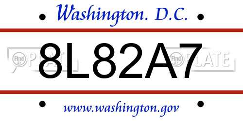 8L82A7 District Of Columbia License Plate