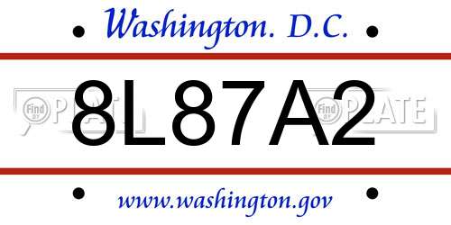 8L87A2 District Of Columbia License Plate