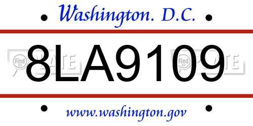 8LA9109 District Of Columbia License Plate