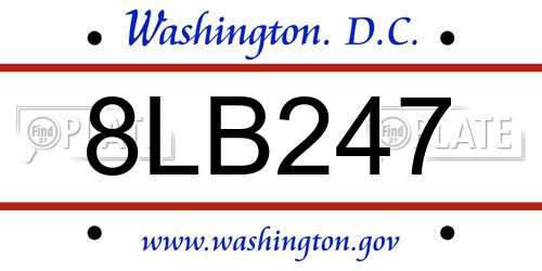 8LB247 District Of Columbia License Plate