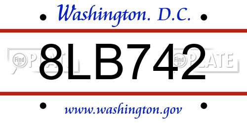 8LB742 District Of Columbia License Plate