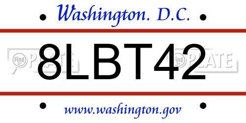 8LBT42 District Of Columbia License Plate