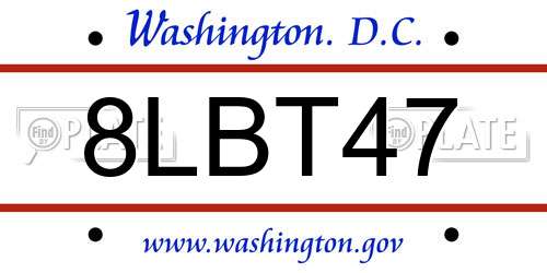 8LBT47 District Of Columbia License Plate