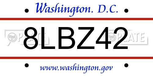 8LBZ42 District Of Columbia License Plate