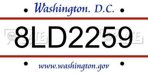 8LD2259 District Of Columbia License Plate
