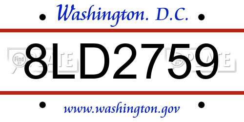 8LD2759 District Of Columbia License Plate