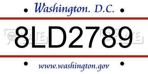 8LD2789 District Of Columbia License Plate