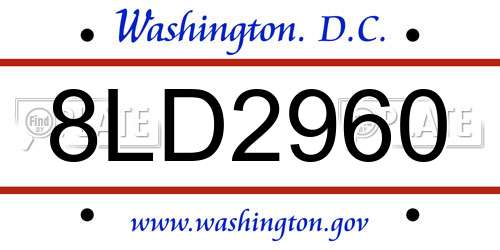 8LD2960 District Of Columbia License Plate