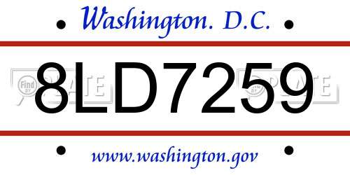 8LD7259 District Of Columbia License Plate