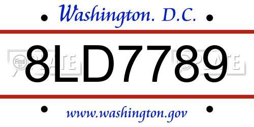 8LD7789 District Of Columbia License Plate
