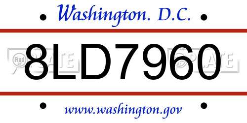 8LD7960 District Of Columbia License Plate