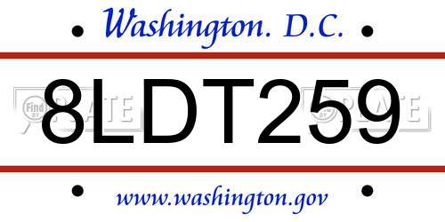 8LDT259 District Of Columbia License Plate