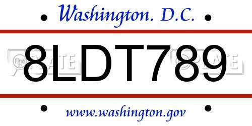8LDT789 District Of Columbia License Plate