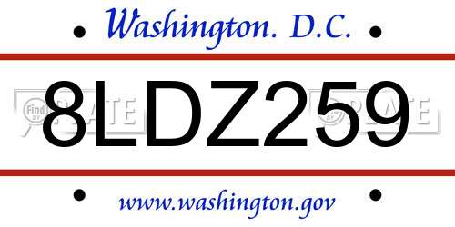 8LDZ259 District Of Columbia License Plate