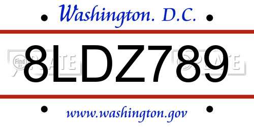 8LDZ789 District Of Columbia License Plate
