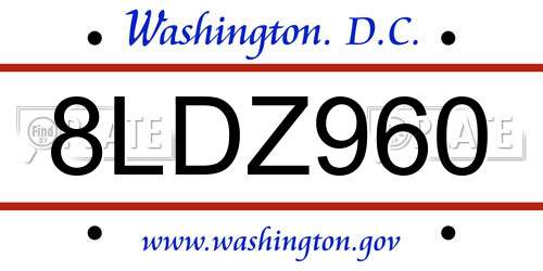 8LDZ960 District Of Columbia License Plate