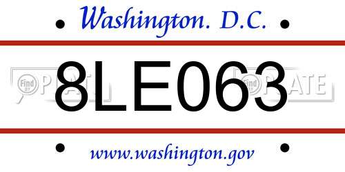 8LE063 District Of Columbia License Plate
