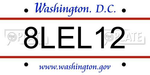 8LEL12 District Of Columbia License Plate