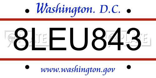 8LEU843 District Of Columbia License Plate