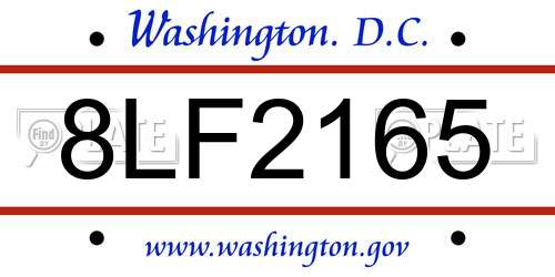 8LF2165 District Of Columbia License Plate