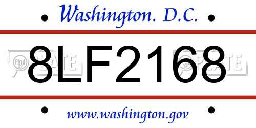8LF2168 District Of Columbia License Plate
