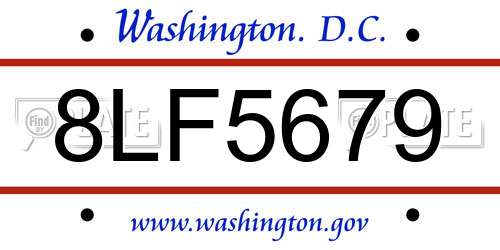 8LF5679 District Of Columbia License Plate