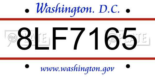 8LF7165 District Of Columbia License Plate