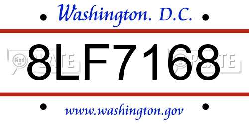 8LF7168 District Of Columbia License Plate
