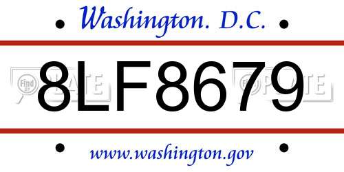 8LF8679 District Of Columbia License Plate