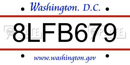 8LFB679 District Of Columbia License Plate