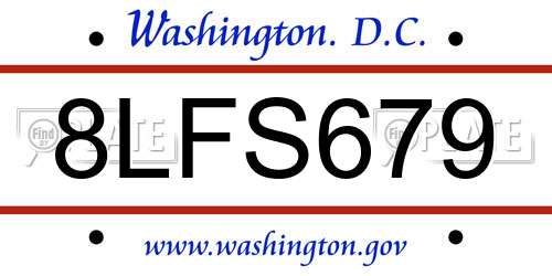 8LFS679 District Of Columbia License Plate