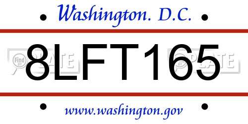 8LFT165 District Of Columbia License Plate