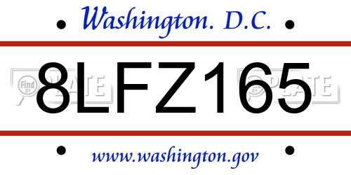 8LFZ165 District Of Columbia License Plate