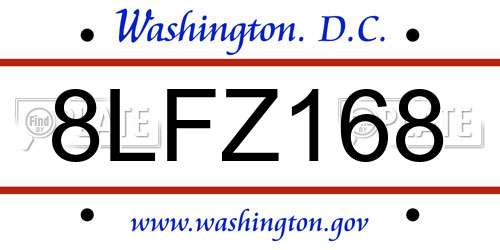 8LFZ168 District Of Columbia License Plate