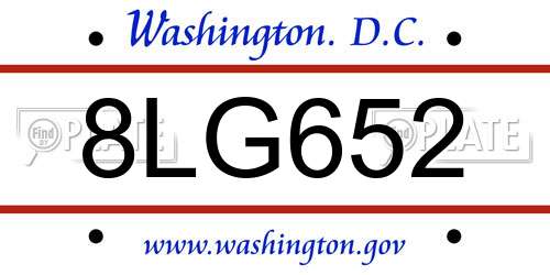 8LG652 District Of Columbia License Plate