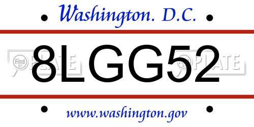 8LGG52 District Of Columbia License Plate