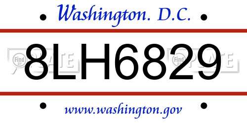 8LH6829 District Of Columbia License Plate
